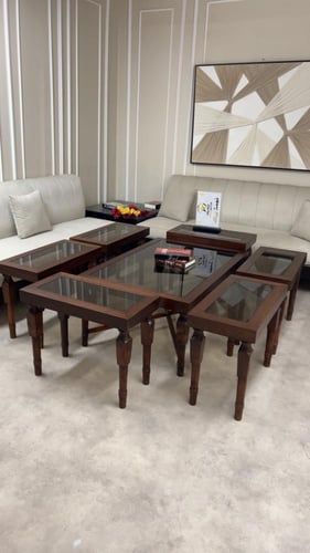 طقم طاولات ضيافة قشرة الجوز