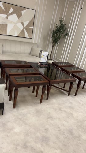 طقم طاولات ضيافة قشرة الجوز