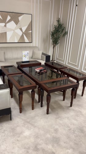 طقم طاولات ضيافة قشرة الجوز