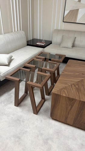 طقم طاولات ضيافة قشرة الجوز