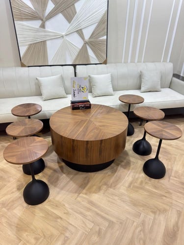 طقم طاولات قشر الجوز