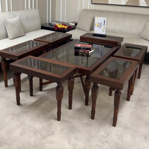 طقم طاولات ضيافة قشره الجوز