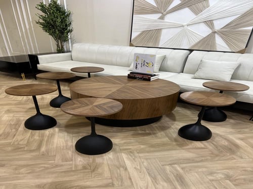 طقم طاولات قشر الجوز