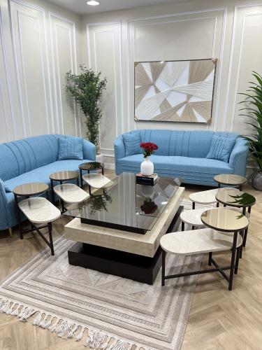 طقم طاولات ضيافة زجاج + بديل الرخام