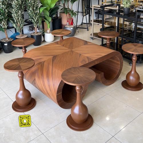 طقم طاولات قشر الجوز