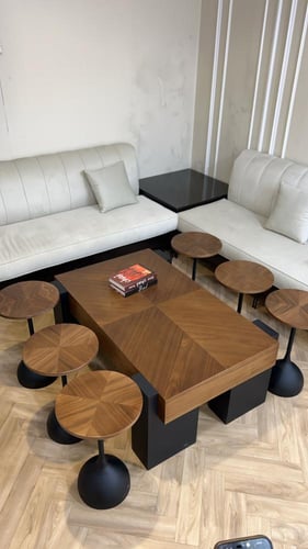 طقم طاولات قشر الجوز