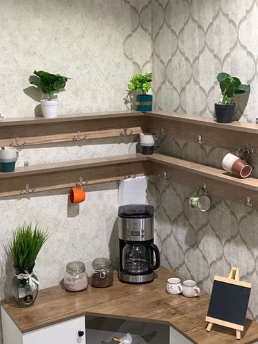 ركن قهوة زاوية مع الارفف