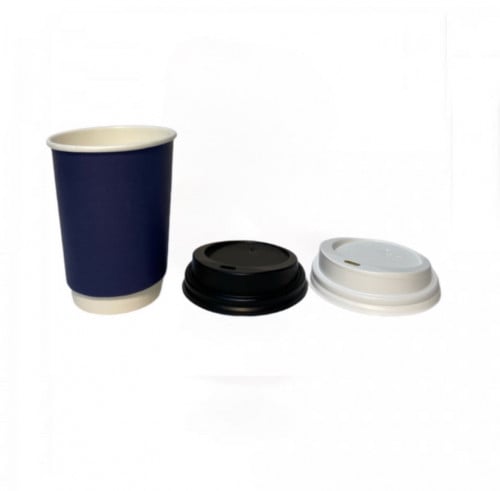 اكواب ورقية 12 اونص دبل لون كحلي مع غطاء (1000حبه)