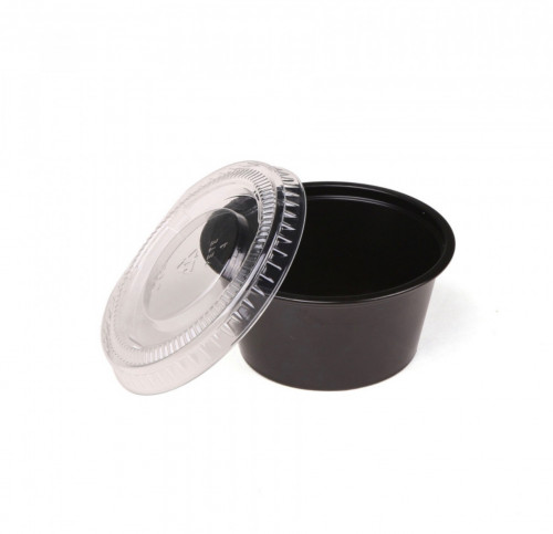 علب صوص 2 اونص لون اسود غطاء شفاف (2000حبه)