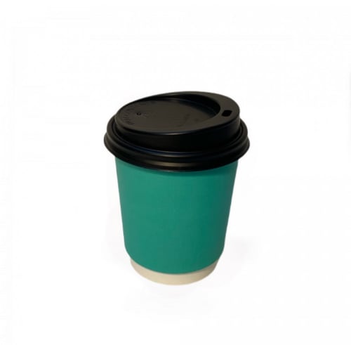 اكواب ورقية 9 اونص دبل لون تيفاني اخضر مع غطاء (10...