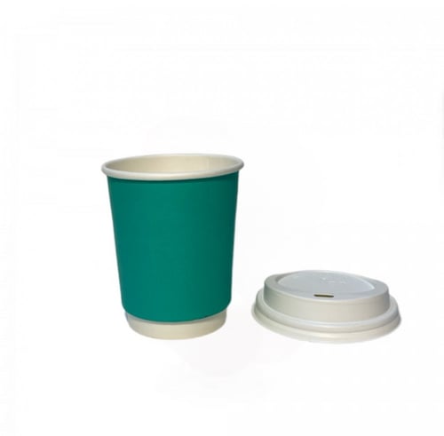 اكواب ورقية 9 اونص دبل لون تيفاني اخضر مع غطاء (10...