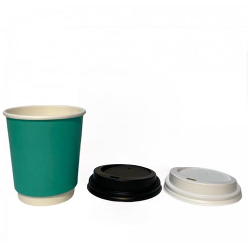 اكواب ورقية 9 اونص دبل لون تيفاني اخضر مع غطاء (10...