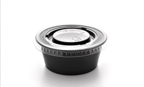 علب صوص 2 اونص لون اسود غطاء شفاف (2000حبه)