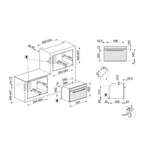 فرن ميكروويف سميج 60-سم مدمج بلت-ان مع شواية 40 لت...