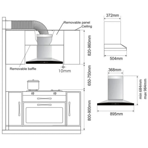 شفاط مطبخ مقاس 90 سم موديل A829
