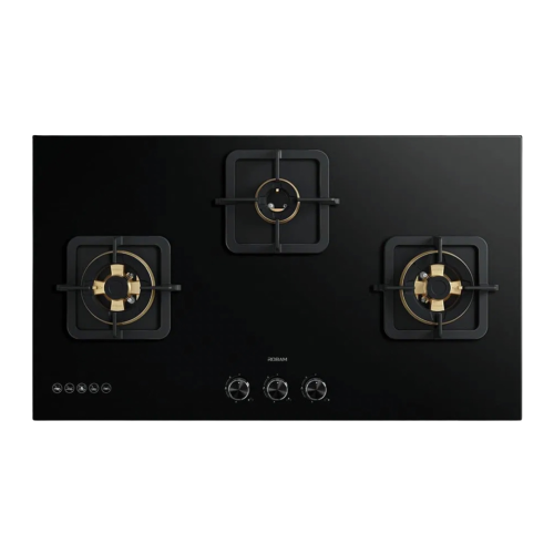 سطح غاز بثلاث شعلات 90 سم زجاج مقاوم للكسر وشعلات...