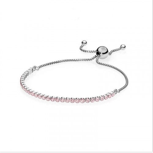 اسوارة باندورا بقفل منزلق مرصّع بأحجار كريستال ورد...