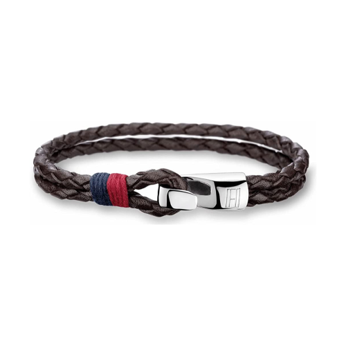 اسوارة من الجلد والستانلس ستيل باللون البني من توم...