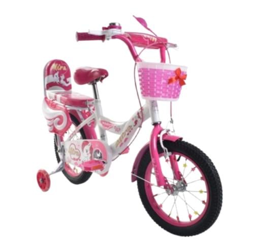 دراجة أطفال بناتية وردية بمقعدين وسلة أمامية مقاس...