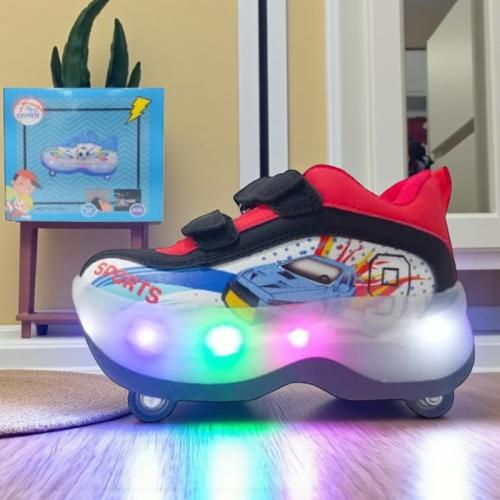 حذاء السباق المتوهج – بعجلات خفية وإنارات LED للأب...