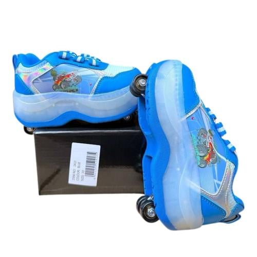 سكيت شوز أطفال بعجلات أزرق كرتوني