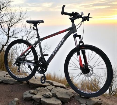 دراجة المنيوم رياضية مقاس 26 - رصاصي مع أحمر