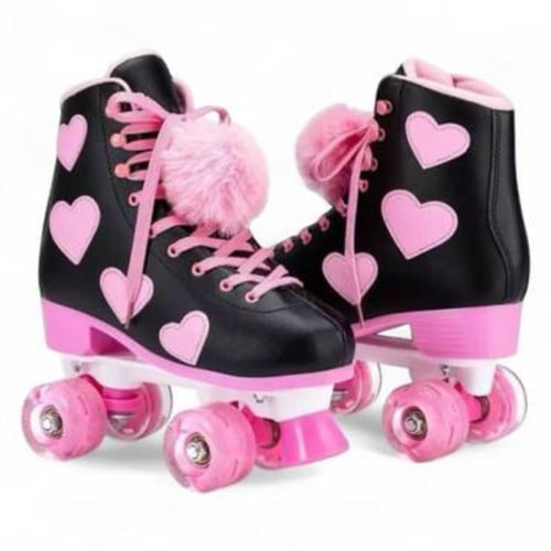 سكيت رول كلاسيك بالدانتيل وكرات الفرو