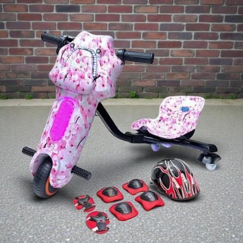 سكوتر درفت صغير مميز بطبعات وردي 36 فولت بثلاث عجل...