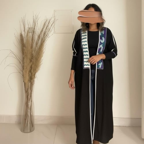 O57 عباية كريب باكمام استرتش