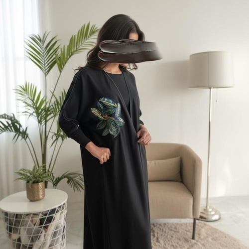 O68 عباية كريب اكمام استرتش