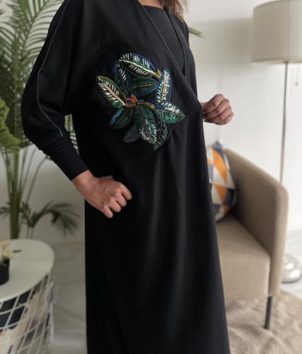 O68 عباية كريب اكمام استرتش