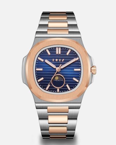 ساعة فراس الرجالية من الستيل بلون فضي وروز قولد