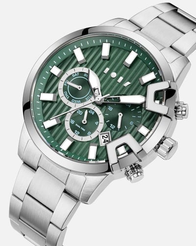 ساعة أحمد الرجالية من الستيل بلون فضي