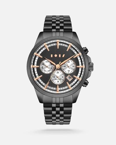 ساعة براء الرجالية من الستيل بلون رمادي