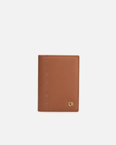 محفظة بتصميم فاخر من الجلد بلون بني