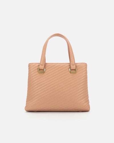 شنطة نسائية جلد باللون الوردي