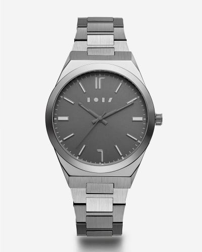 ساعة مشعل الرجالية ستيل بلون رمادي