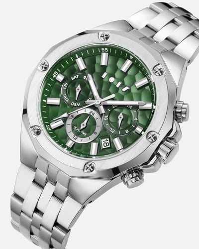 ساعة سعد الرجالية من الستيل بلون فضي