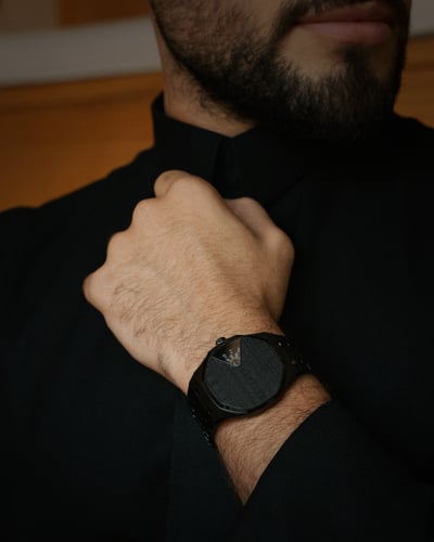 ساعة رعد الرجالية من الستيل بلون أسود