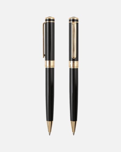 قلم رجالي بتصميم كلاسيك بلون أسود وذهبي