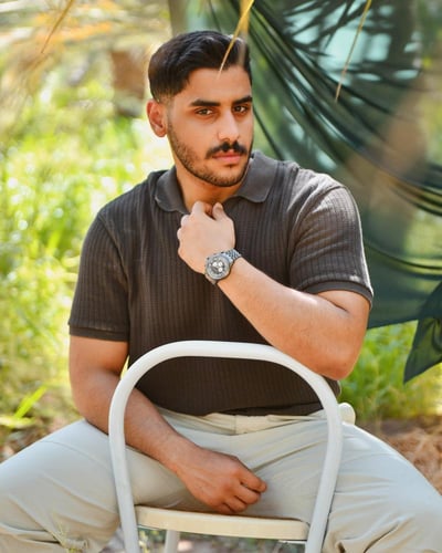 ساعة براء الرجالية من الستيل بلون رمادي