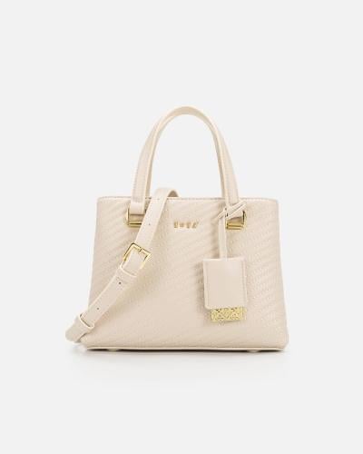 شنطة نسائية جلد باللون البيج