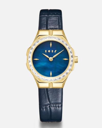 ساعة ماريا من الجلد بلون أزرق