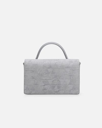 شنطة نسائية من الجلد بلون رمادي