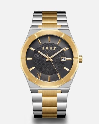 ساعة فهد الرجالية بلون ذهبي وفضي