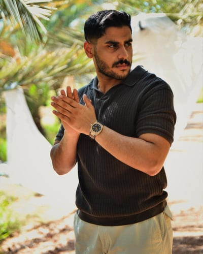 ساعة طارق الرجالية جلد بلون بني