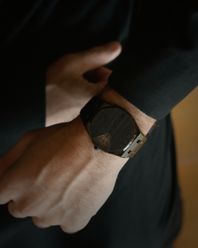 ساعة رعد الرجالية من الستيل بلون أسود