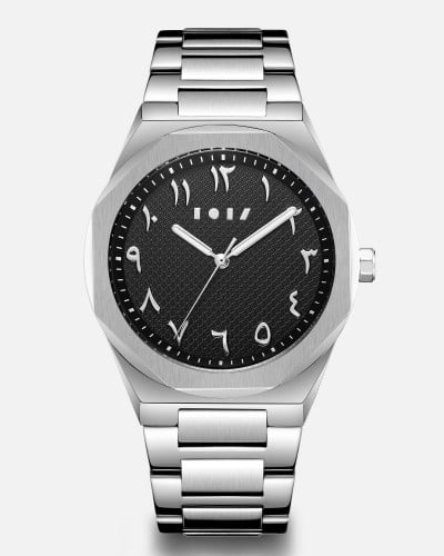 ساعة العِز الرجاليه باللون الفضي