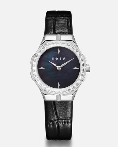 ساعة ماريا من الجلد بلون أسود