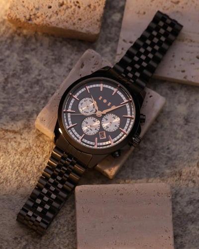 ساعة براء الرجالية من الستيل بلون رمادي